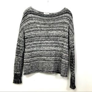 Madewell Threadmix Black White Boxy Cropped Boatneck Sweater Size XS